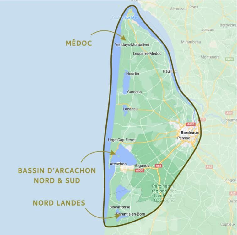 Carte des zones d'intervention Gironde et Landes